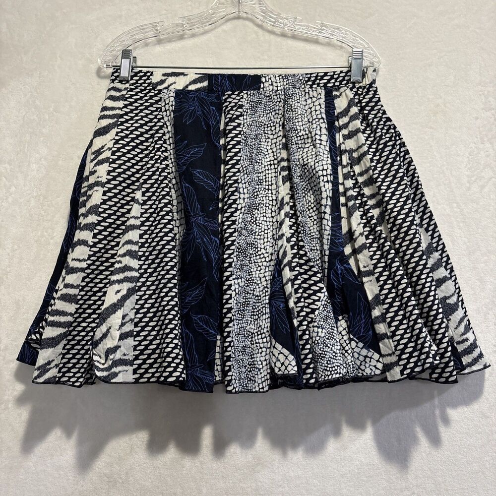 Banana Republic Blue White Animal Print Layered Knee Elastic Waist Skirt Small